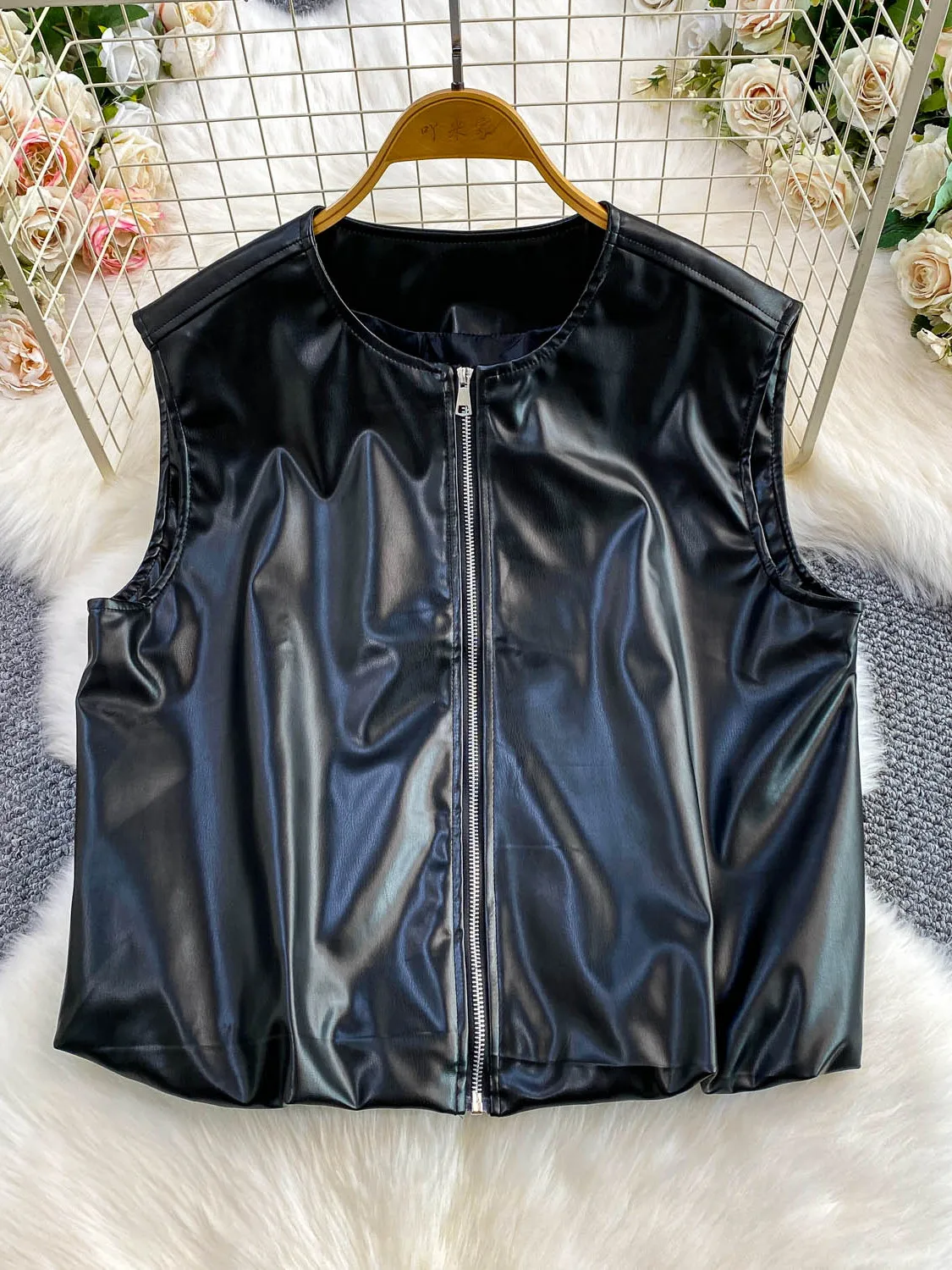 

Sweet Cool Spicy Girl Ретро мотоциклетный кожаный жилет женский мотоциклетный топ на молнии Street Sle Personali осенне-зимний дизайн