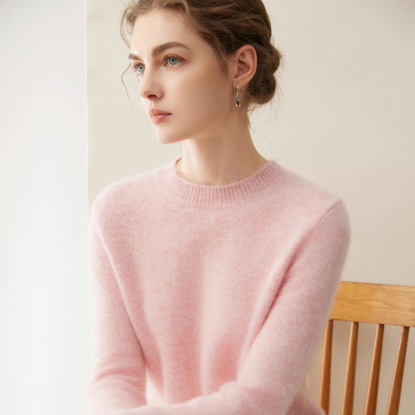Women 100% Cashmere Pullover Sweater Fall Winter Crew Neck Long Sleeve Soft Warm Knitted Tops 2026 New Arrival Chunky Knitwear