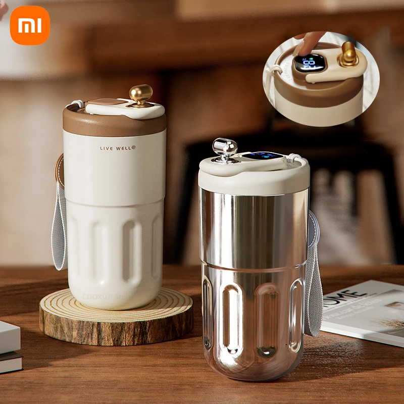 Xiaomi Smart Coffee Cup Ladies Accompanying Cup Summer Refrigerated Portable Stainless Steel Water Cup with Temperature Display