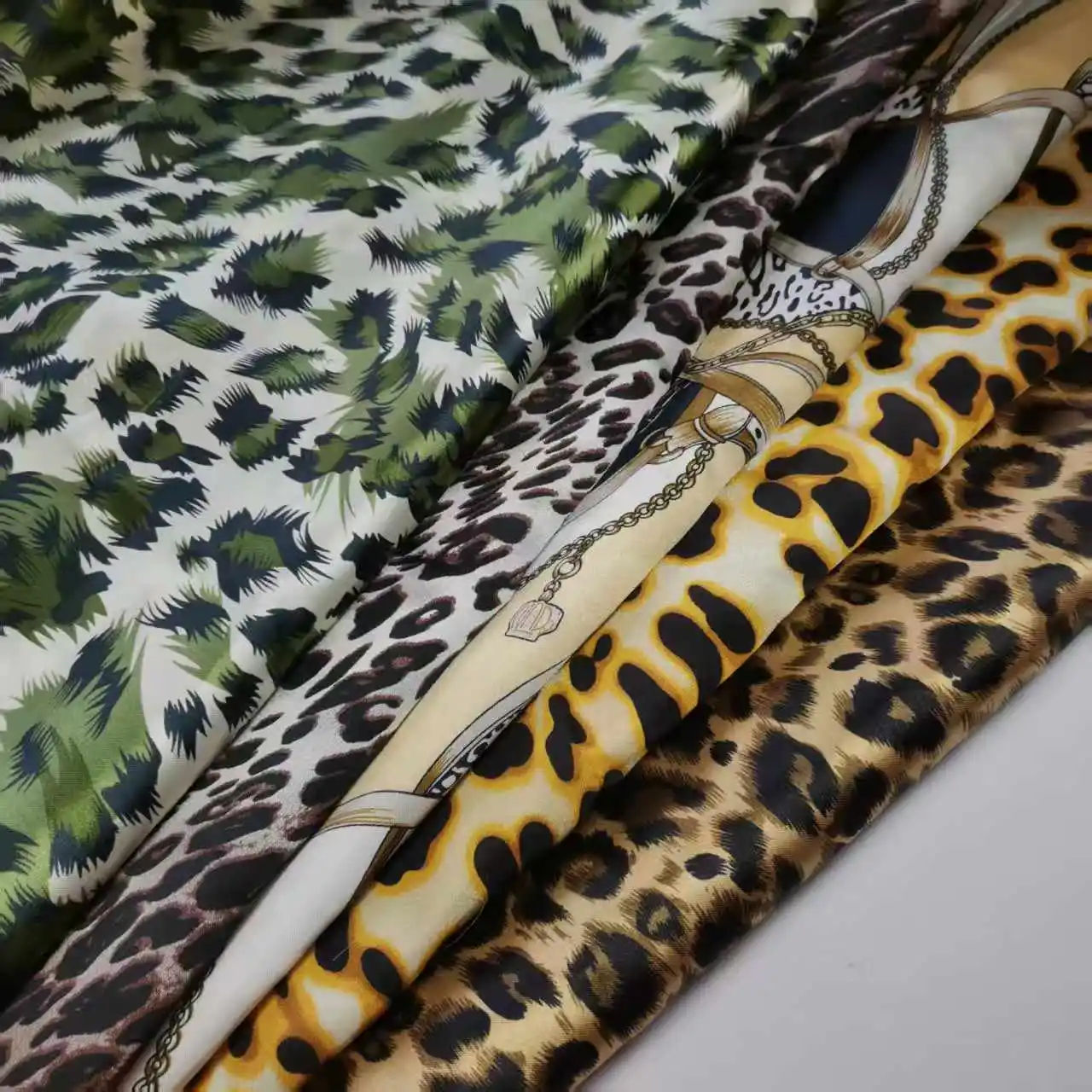 

5 Yards Big Deal Soft Leopard Satin Polyester Fabric Sewing Craft Material Many Styles