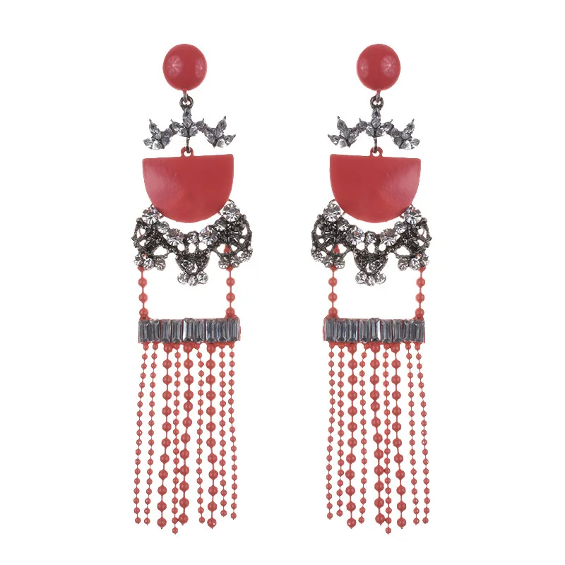 Hot-selling earrings, bohemian long tassel diamond earrings, cross-border accessories