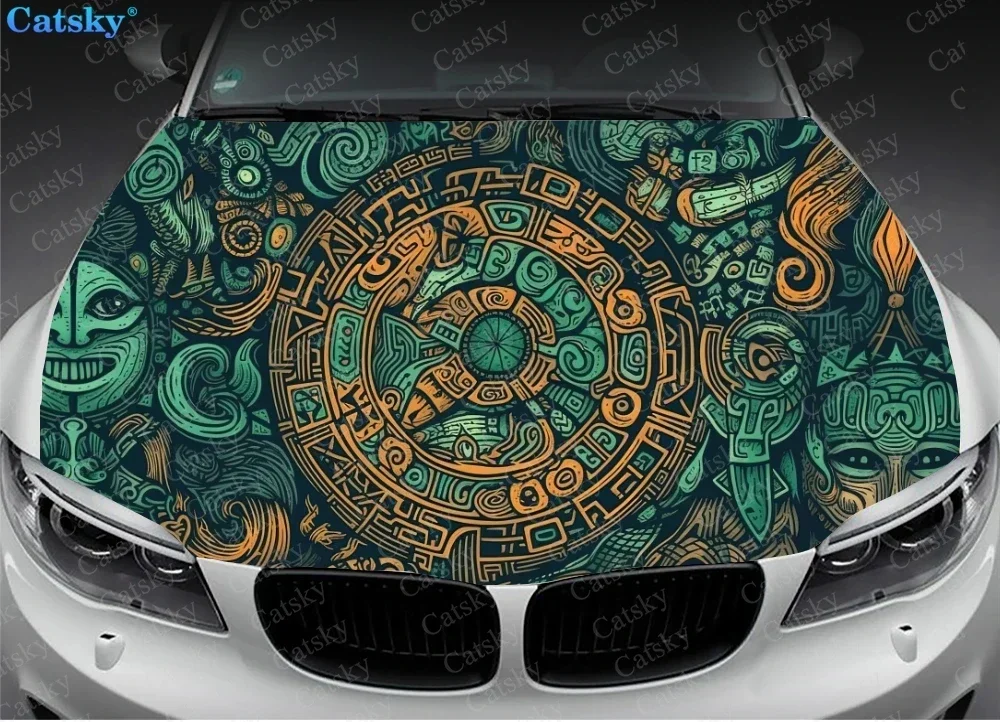 Abstract Colorful Tribal Totem Car Hood Decal Truck Decals Vinyl Sticker Graphic Wrap Stickers Trucks Cars Bonnet Vinyls