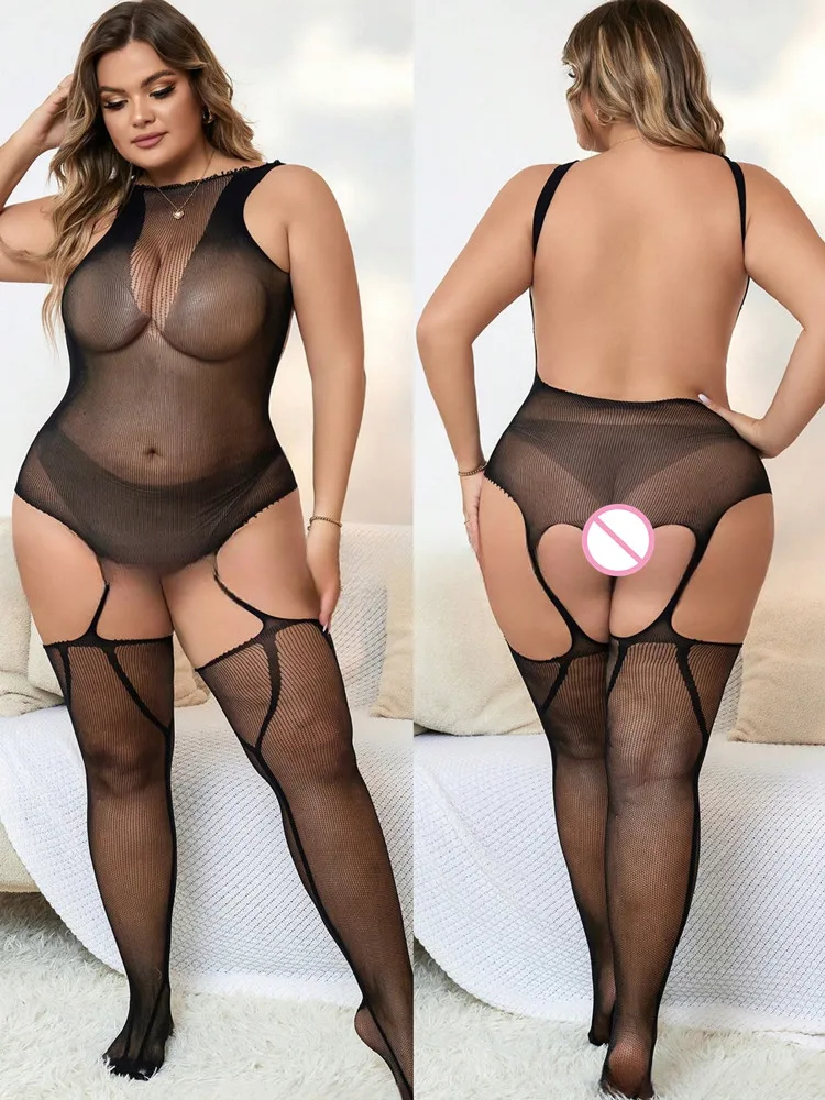 

Модное нижнее белье с открытой спиной, наряды для женщин, сексуальные ажурные полые чулки для всего тела, цельное сексуальное женское нижнее белье