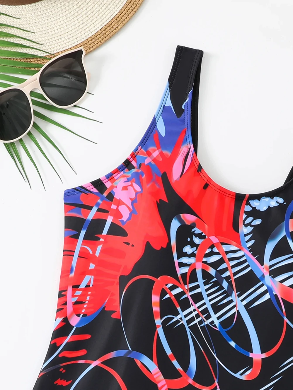 Traje de baño de una pieza estampado 2026 para mujer, estilo conservador, acolchado, sin mangas, para natación y playa