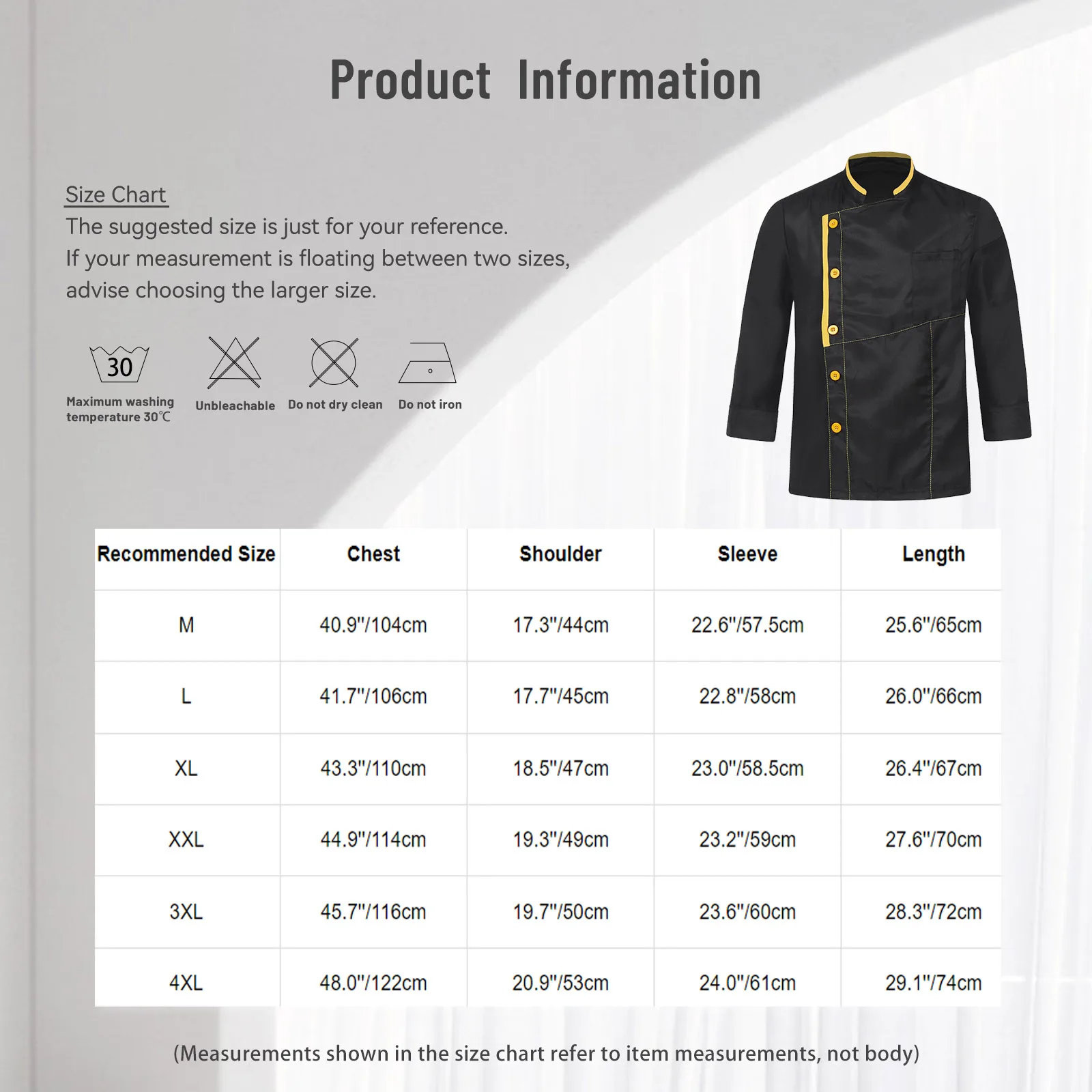 New Men Women Adult Chef Jacket Long Sleeve Cook Shirts Bakery Restaurant Waiter Uniform Top for Food Service Uniform Cooking