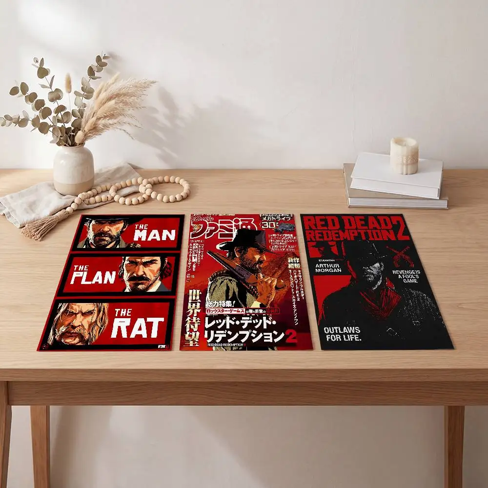 Famous Game Red Dead Redemption Classic Movie Poster Self-adhesive Art Waterproof Paper Sticker Coffee House Bar Room Wall Decor
