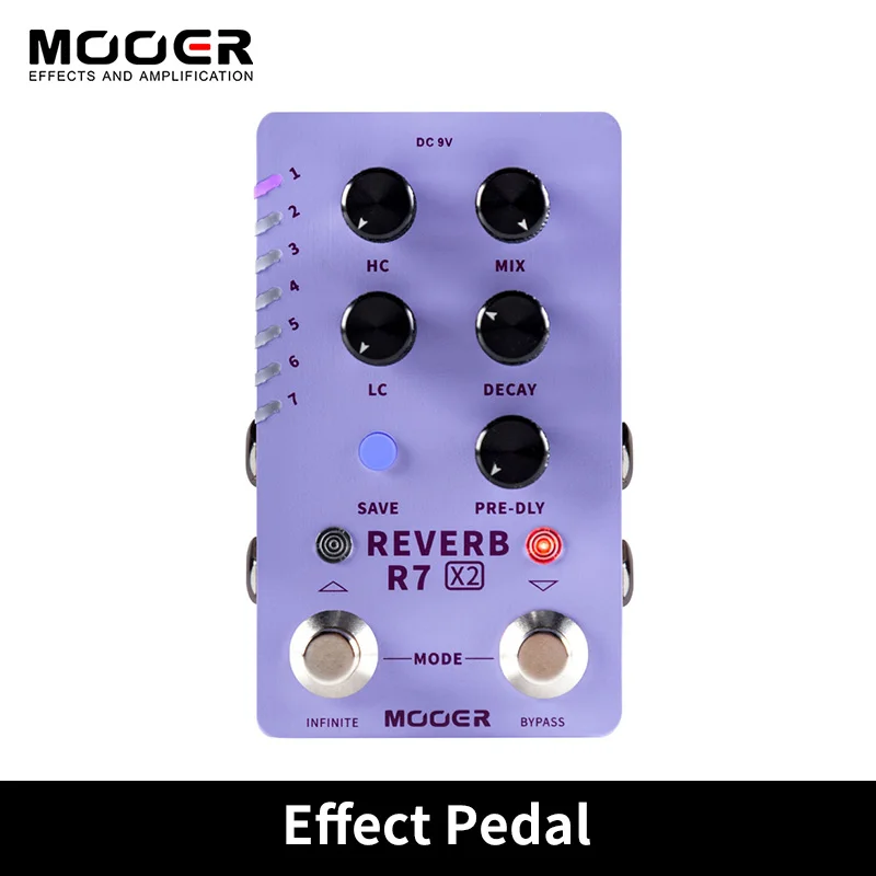 

Mooer-R7 Reverb X2 Pedal, 14 Stereo Reverb Effects, Atmosphere, Spring, Hall, Room with Infinite Function, Rever Guitar Pedal