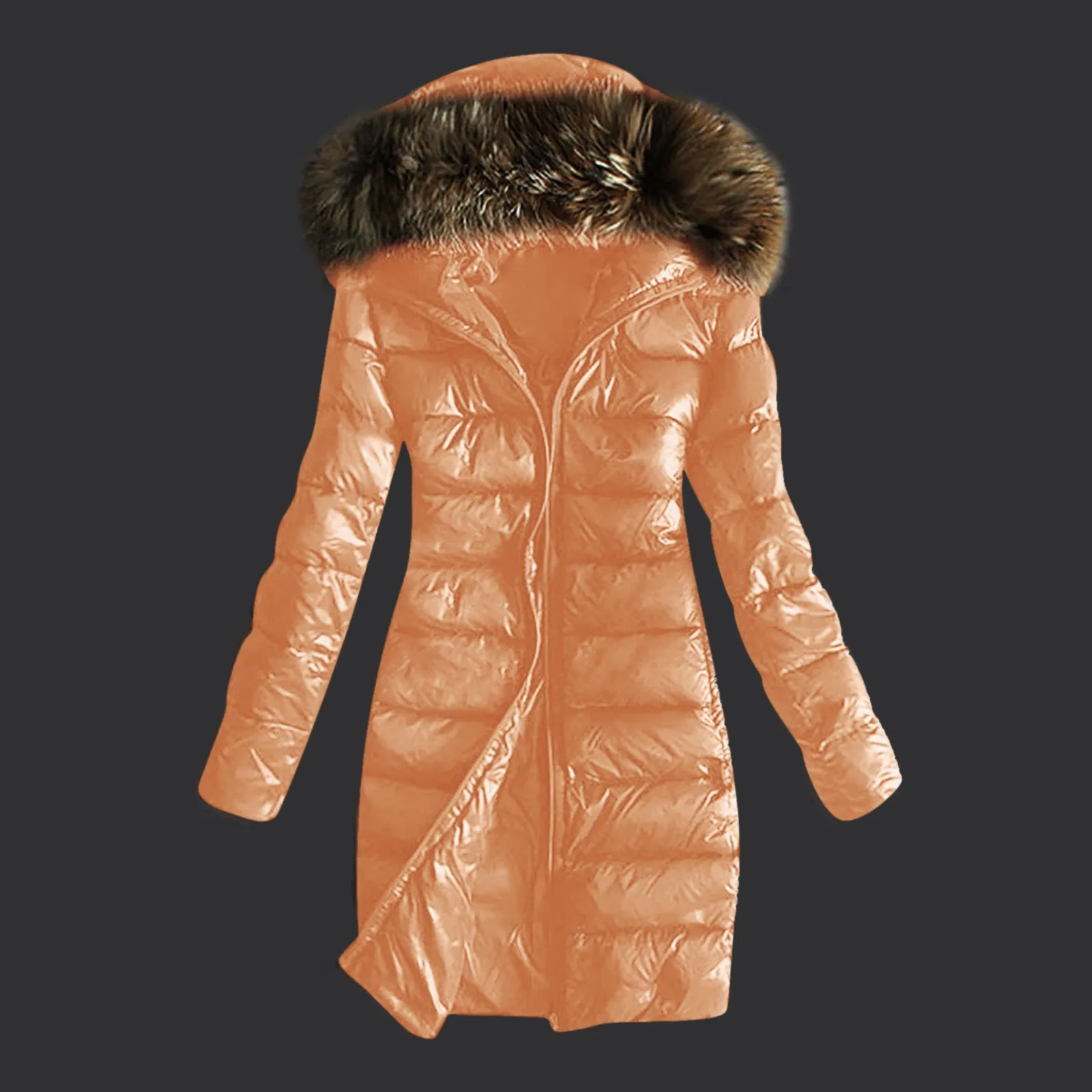 Faux Fur CollarและHooded Warm Jacket Coat 2024 ใหม่ผู้หญิงแฟชั่นฤดูหนาวสบายๆเสื้อแจ็คเก็ตผ้าฝ้ายHooded Puหนังซิป