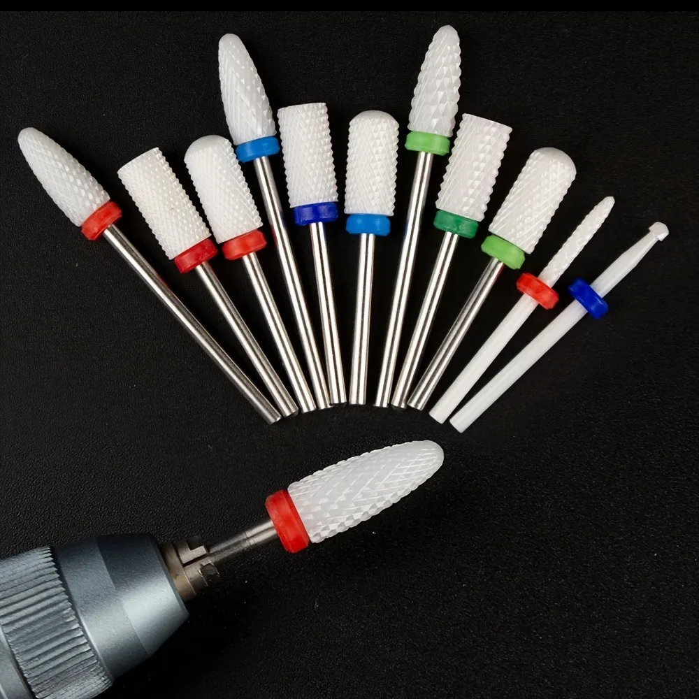 Juego de brocas de cerámica profesionales para uñas, 5 uds., para quitar esmalte de uñas en Gel, accesorios para máquinas de pedicura, herramienta artística para uñas, adecuada