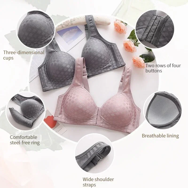 The New Front Button Type Sexy Brassiere Anti-sagging Gathered No Steel Ring Ladies Mother Large Size Thin Section Underwear Bra