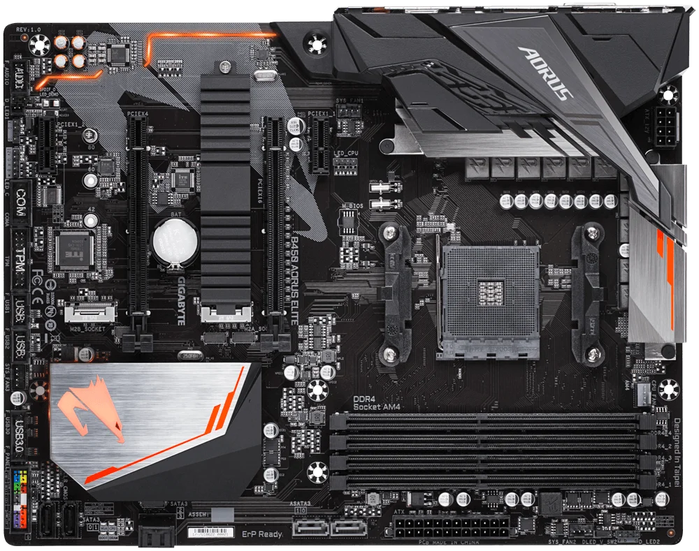 Gigabyte-Soquete para Placa Mãe Elite Aorus, Desktop Mainboard, M.2 NVMe, PCI-E, X16 3.0, AM4, DDR4, GA B450