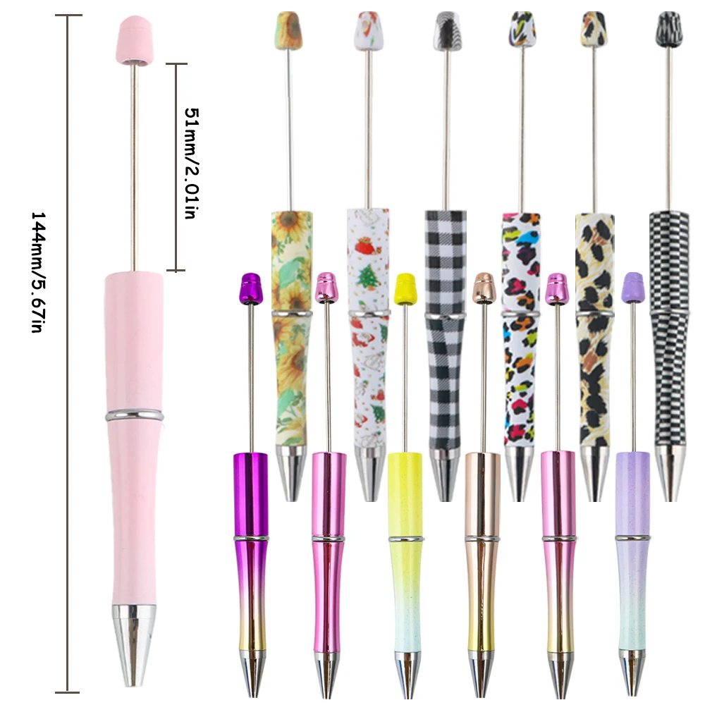 

15/30pcs New Plastic Material Black ink Bead Ballpoint Pen DIY Jewelry School Office Writing Personalized Gifts
