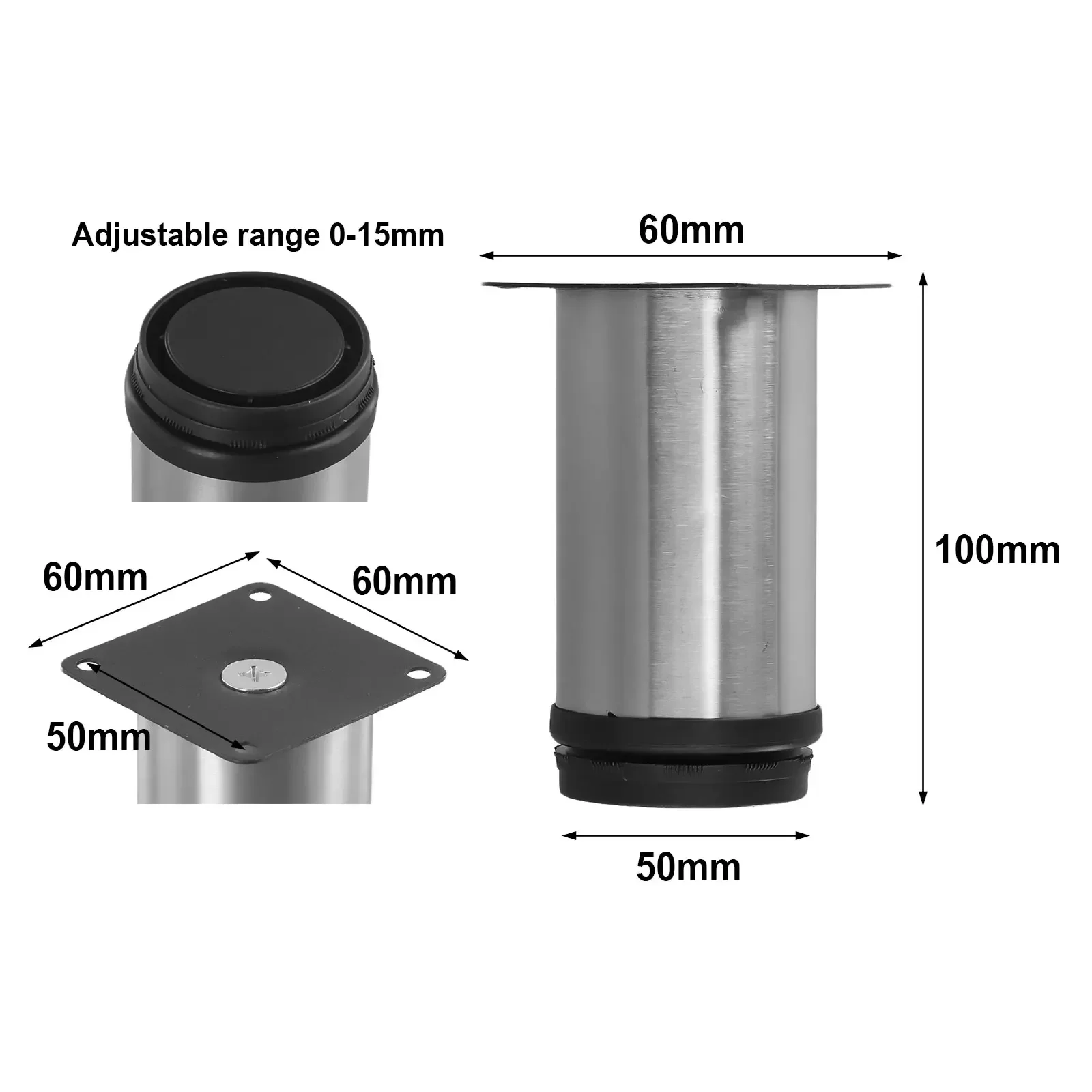 1 pz gambe per divani in acciaio inossidabile gambe per mobili regolabili gambe di supporto per mobili per piedi per mobili hardware 6-12 cm