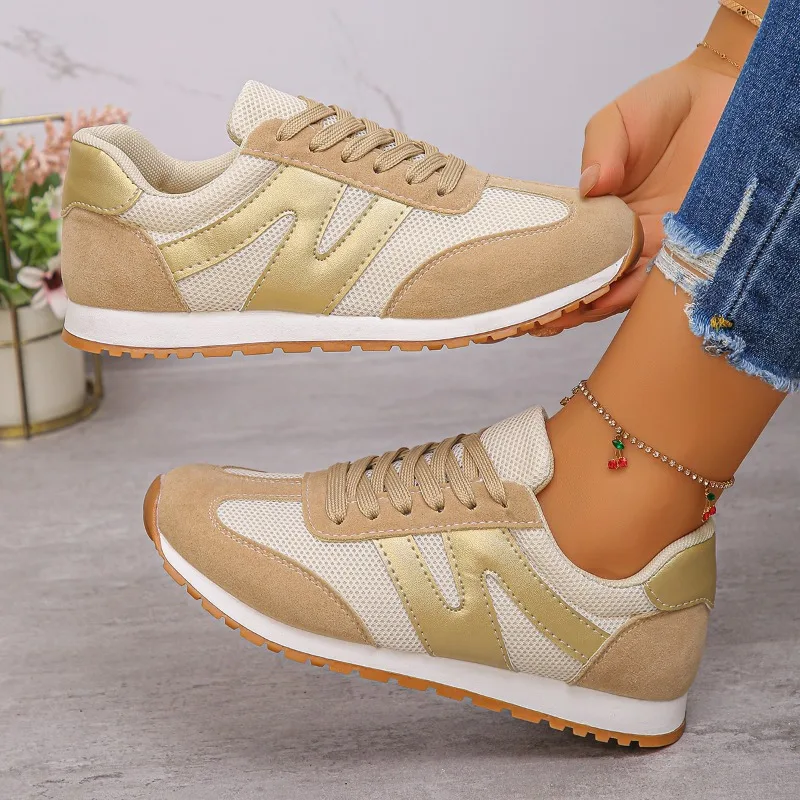 Spring and Autumn Women's Comfortable Vintage Color Blocking Sneakers Women Anti Slip Fashionable Shallow Mouth Vulcanized Shoes