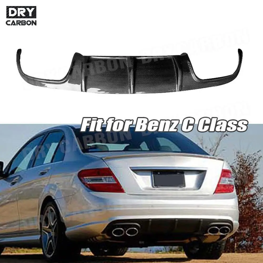 Carbon Fiber Rear Lip Diffuser for Mercedes Benz C Class W204 C63 AMG 2008 2009 2010 2011 FRP Car Bumper Guard Accessories