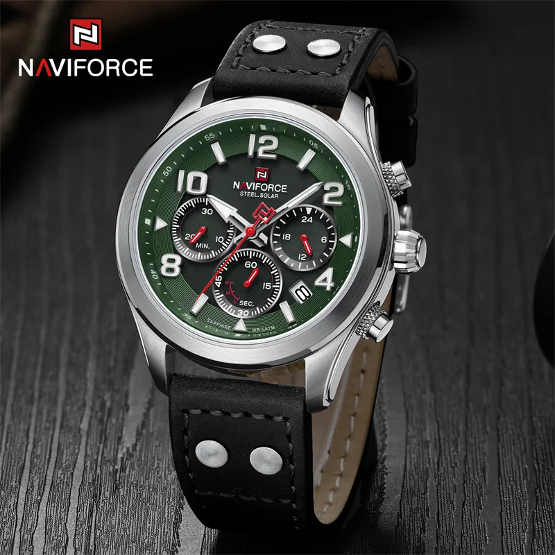 NAVIFORCE Original Brand Men's Watches Waterproof Multi-functional Luminous Sapphire Stainless Steel Eco-Drive Wristwatches 2023