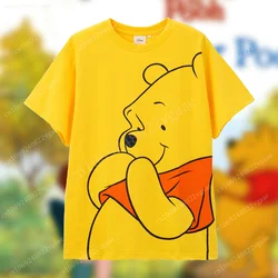 2024 Summer Disney The Winnie Pooh Baby Clothes T Shirt Men Short Sleeve Boys Girls Kids Polyester Tee Clothes Children Family