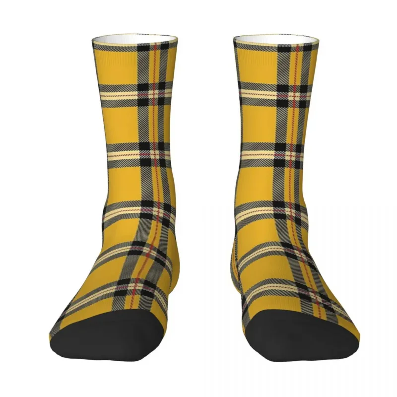 

Y2K Yellow Tartan Lattice Unisex Winter Cycling Happy Socks Street Style Crazy Sock