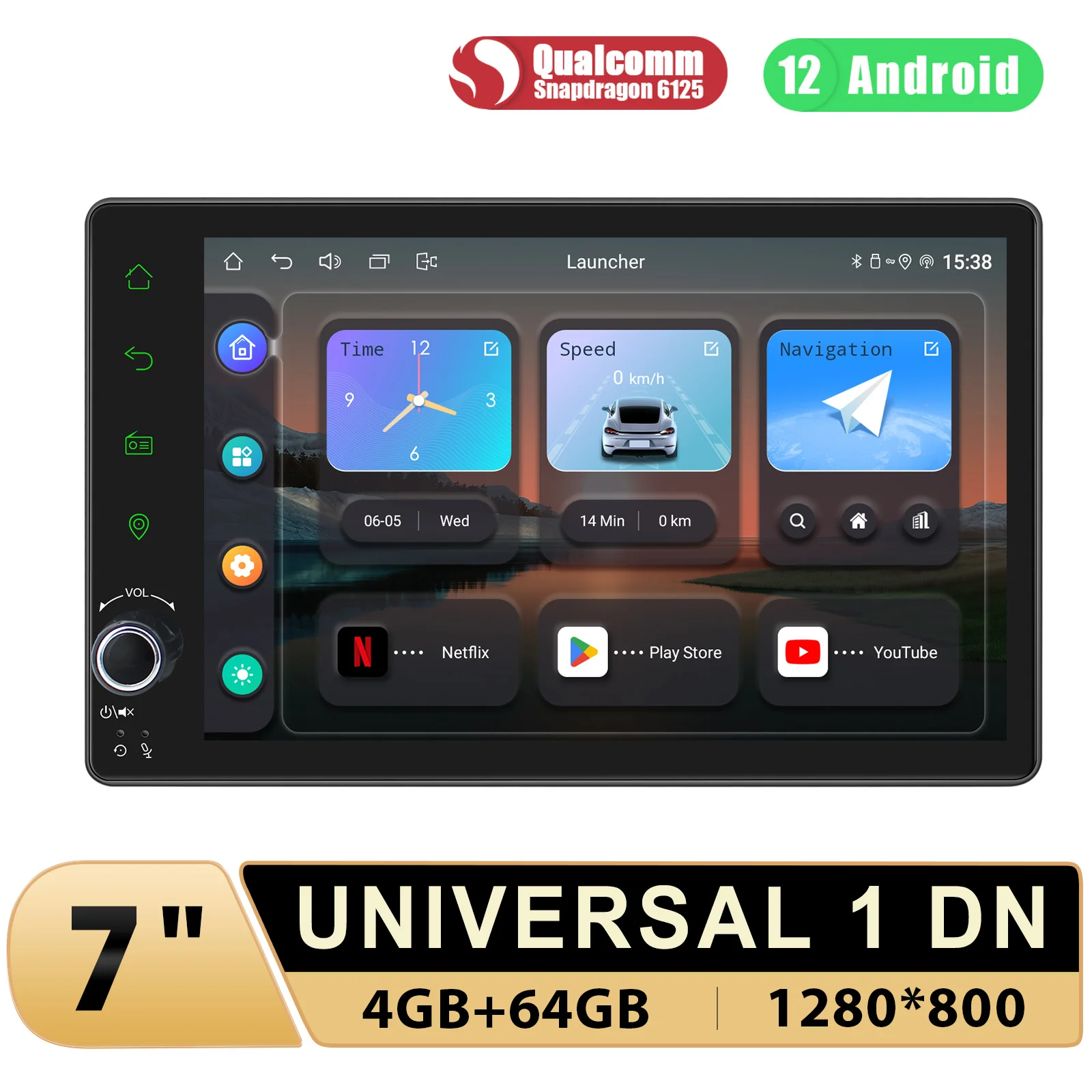 JOYING 7 inch 1280*800 Car Radio Stereo Universal Single Din Head Unit Multimedia Player With Carplay Android Auto Wireless