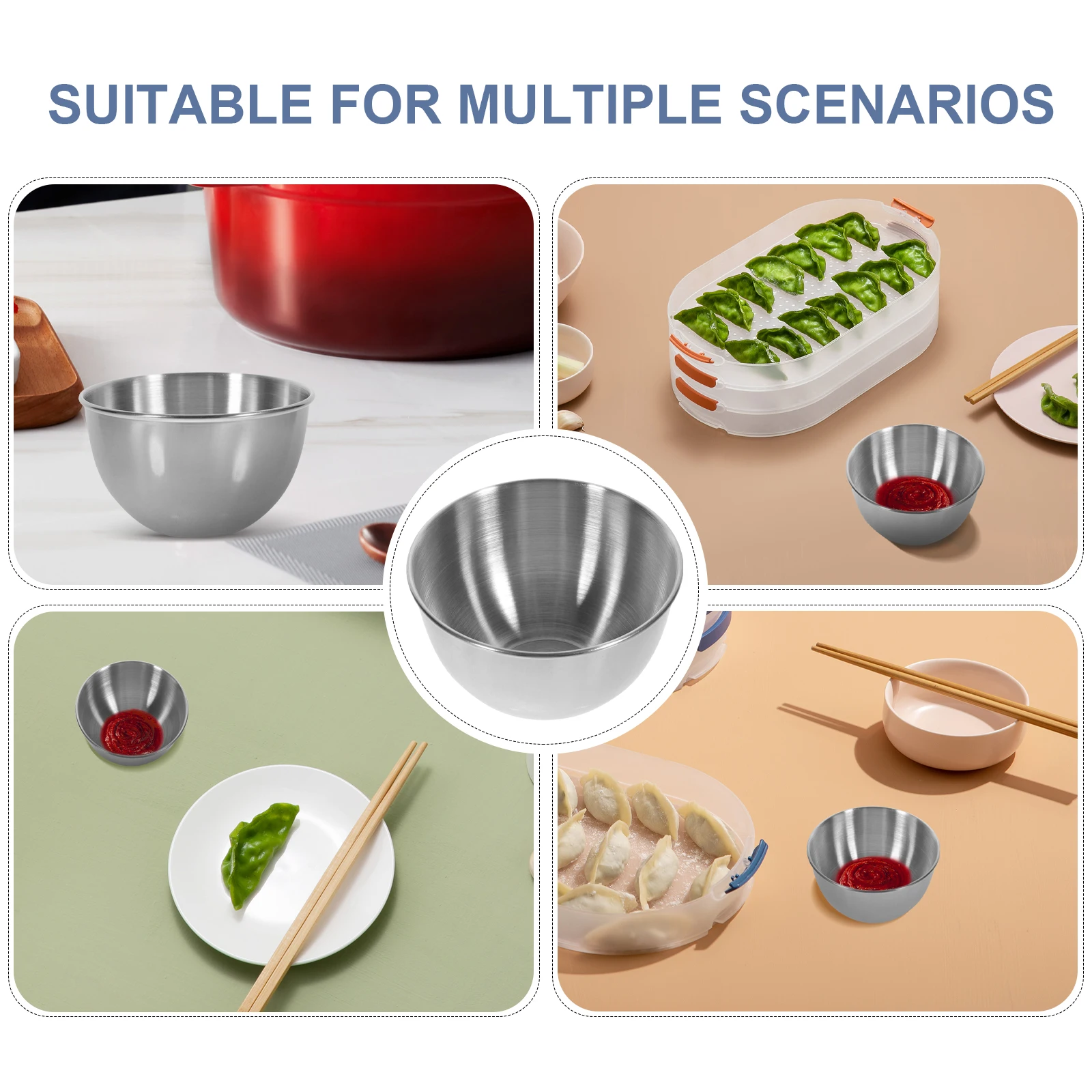 

6pcs Stainless Steel Dipping Bowls 170ml Small Soy Sauce Bowl Salad Dressing Container Travel Condiment Cups Sauce Containers