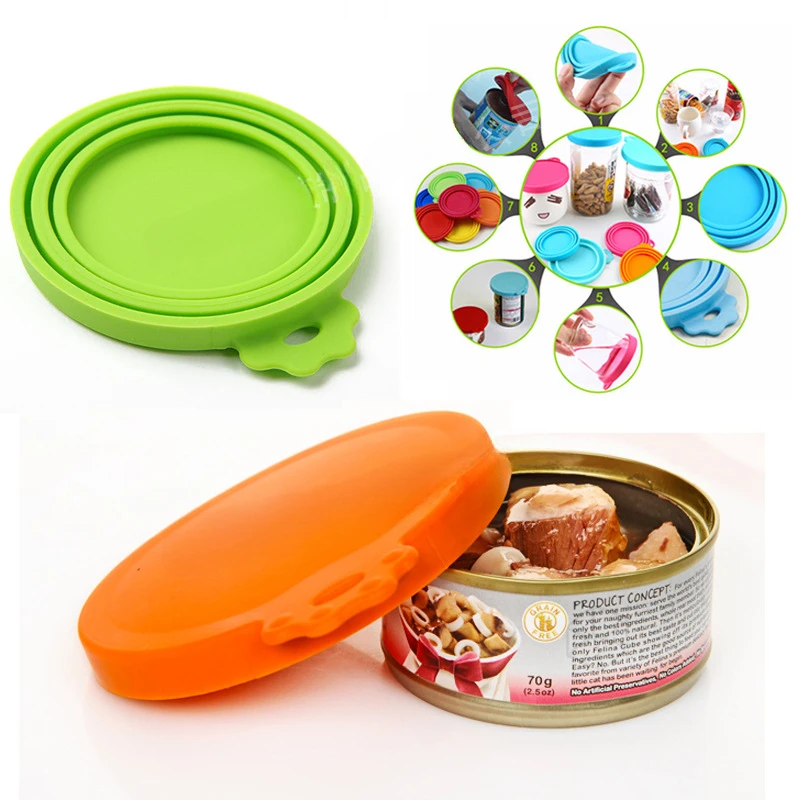 2024 New Cute Silicone Bowl Lid 3-in-1 Silicone Lid Pet Can Seal  Food Can Lid Dog Feeders Dog Food Bowl Pet Supplies