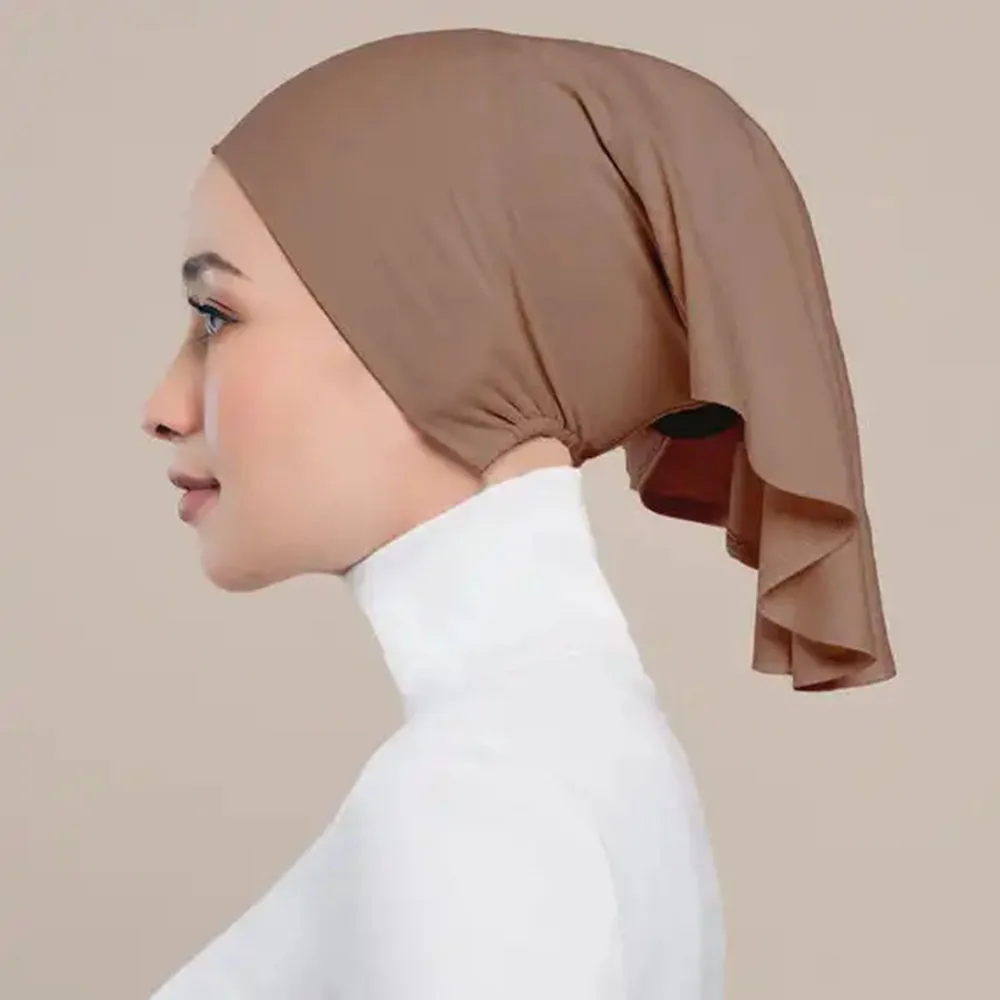 

Adjustable Satin Muslim Under Scarf Satin Lined Modal Inner Undercaps Protect Hair Double Layers Inner Hijab Cap For Women