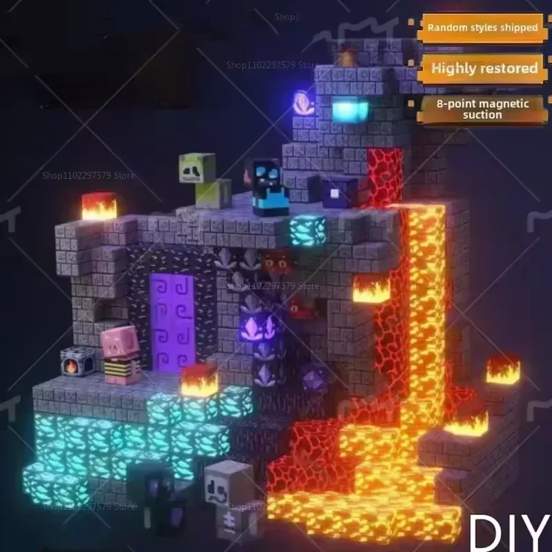 

NEW Magnetic Building Blocks Mine Magnet Cube Brick Sensory Best Sets for Boys Girls Kids DIY Pixel style Models Base plate Toys