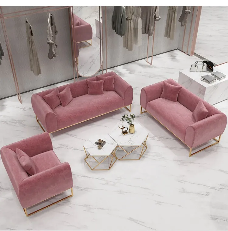 ag-Modern Pink Velvet Sectional Sofa for Home Living Room Furniture Leisure Style with Wood Legs and Sponge Filling for Hotels@