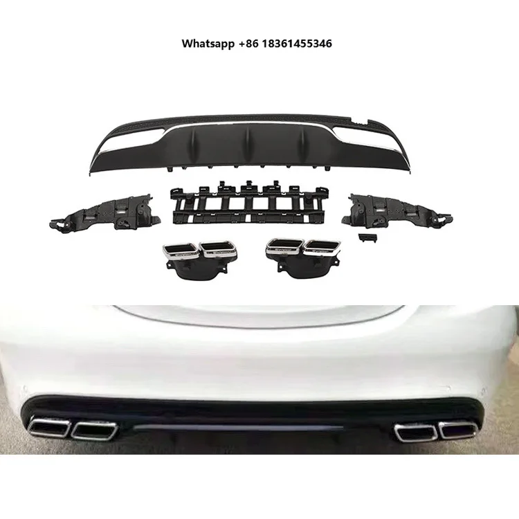 

For W205 Factory Sales Dual 4-Door Sport Upgrade 2019 C63 Style Four Outlet Tail Lip Tailpipe Rear Bumper Lip