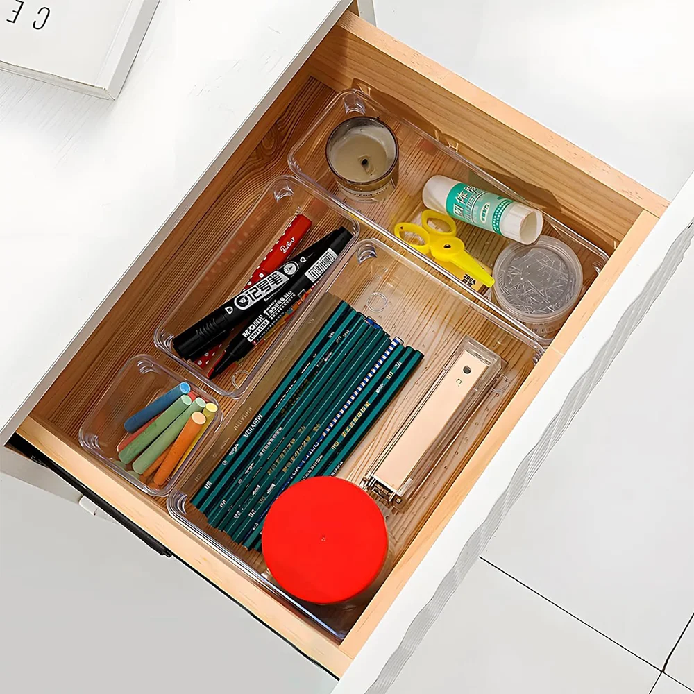 25 stücke Klar Box Lagerung Organizer Schreibtisch Kunststoff Lagerung Box Container Schublade Organizer Tisch Schmuck Box Make-Up Organizer Boxen – Detail 8