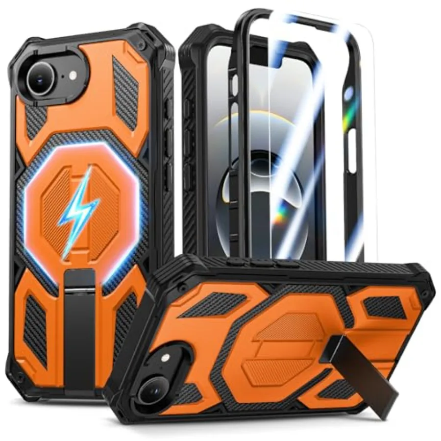 

Magnetic for iPhone 17e Case/iPhone 16e Case with Screen Protector and Invisible Kickstand, [Compatible with MagSafe] 3-in-1 Fu