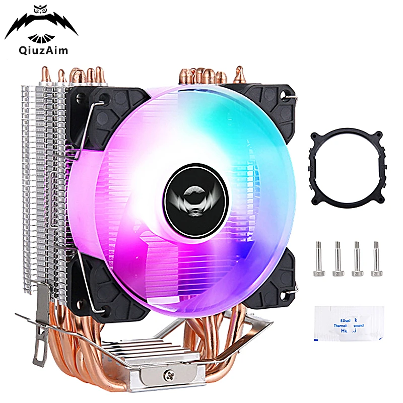 

QiuzAim Silent Radiator 6 Heat Pipe Computer Processor Air-cooled 4Pin/PWM CPU Cooler Fan Installing LGA2011 x79 x99 2066 AM3AM4