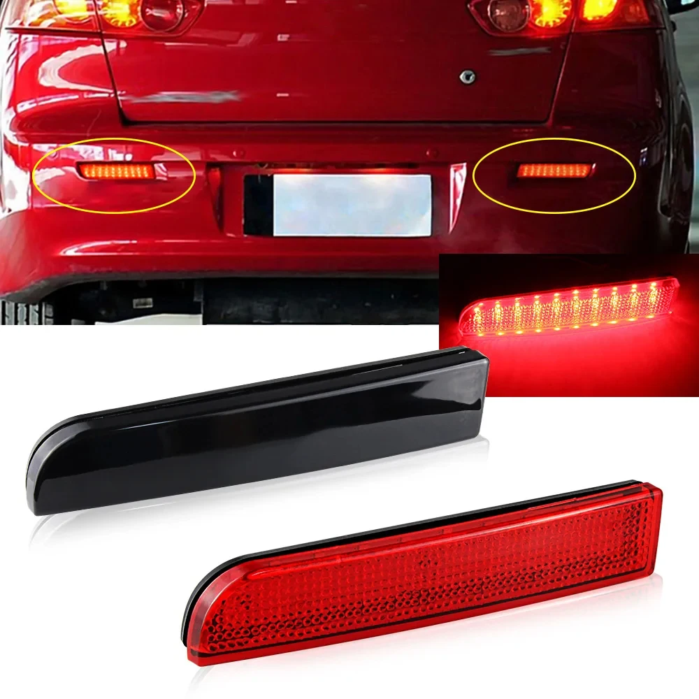 FOR Mitsubishi Evolution X Lancer 2008-2017 Rear Bumper Warning Fog Lamp Accessories 2PCS LED Car Reflector Tail Brake Lights