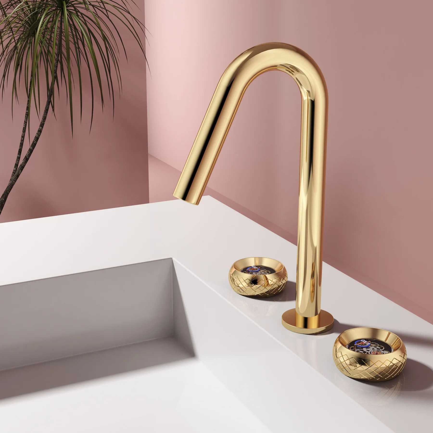 

New Basin Faucet Bathroom Luxury Sink Tap Brass Rose gold Widespread bathroom brass water mixer crane