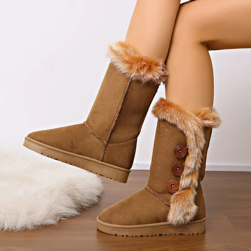 

Зимние ботинки, женская зимняя обувь на платформе, женские зимние ботинки, сохраняющие тепло, зимние женские ботинки до середины икры на толстой подошве
