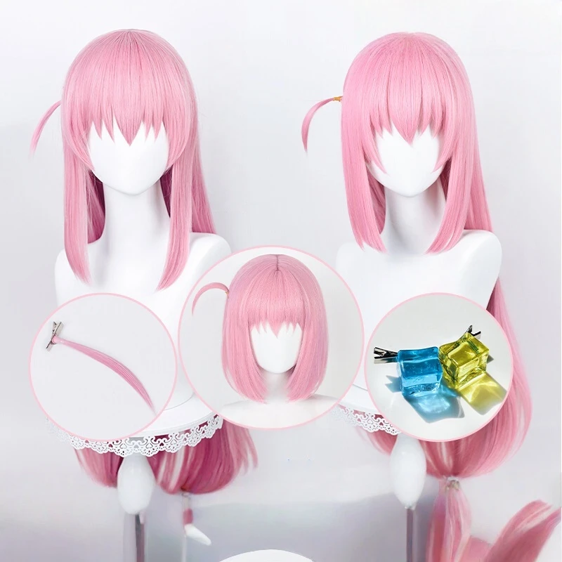 Anime Bocchi The Rock! Gotoh Hitori Cosplay Wig Straight Pink Wig Cosplay Props Anime Heat Resistant Synthetic Wigs 80cm
