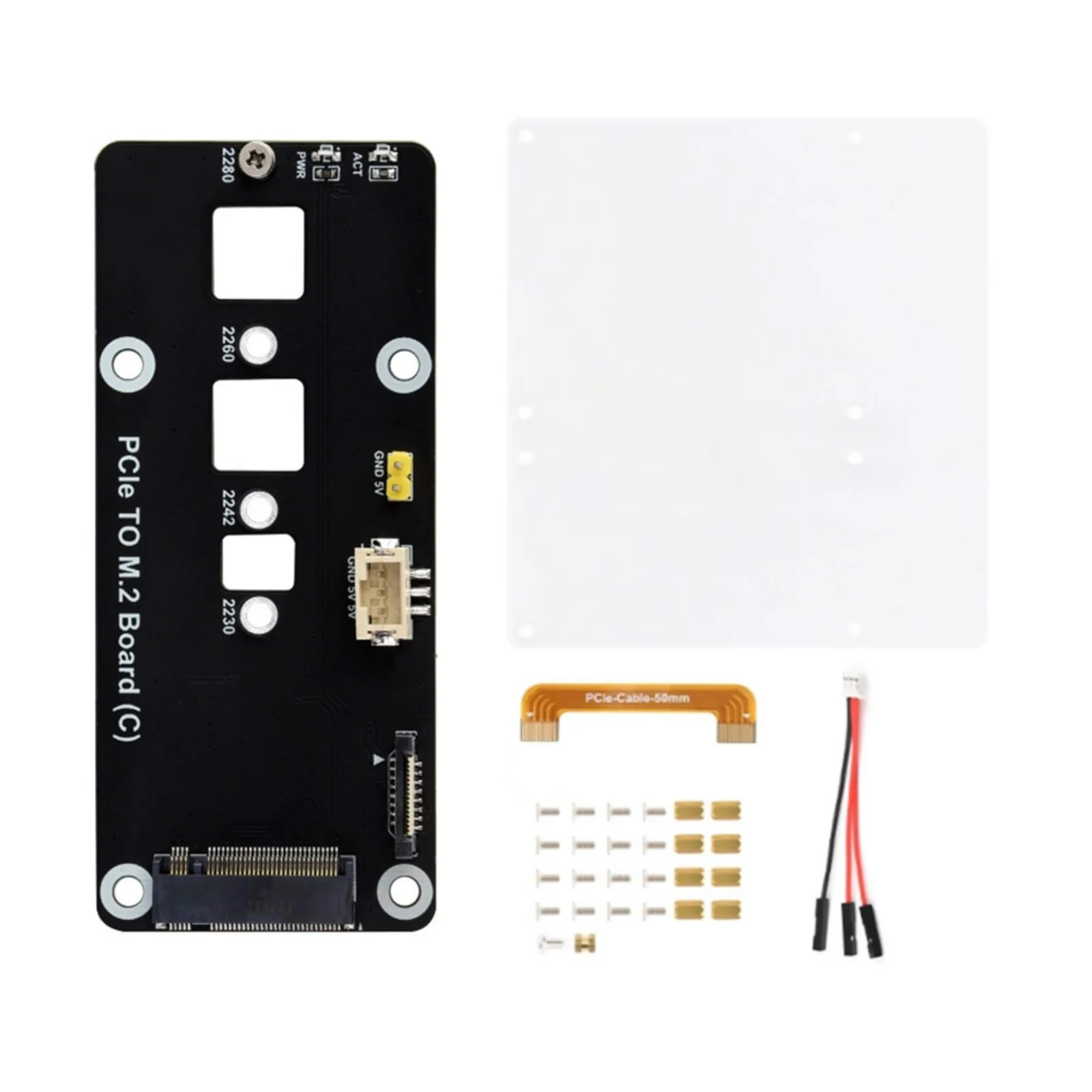 Placa adaptadora PCIe a M.2 NVMe SSD (C) HAT para Raspberry Pi5 Gen2 Gen3 2260 2280