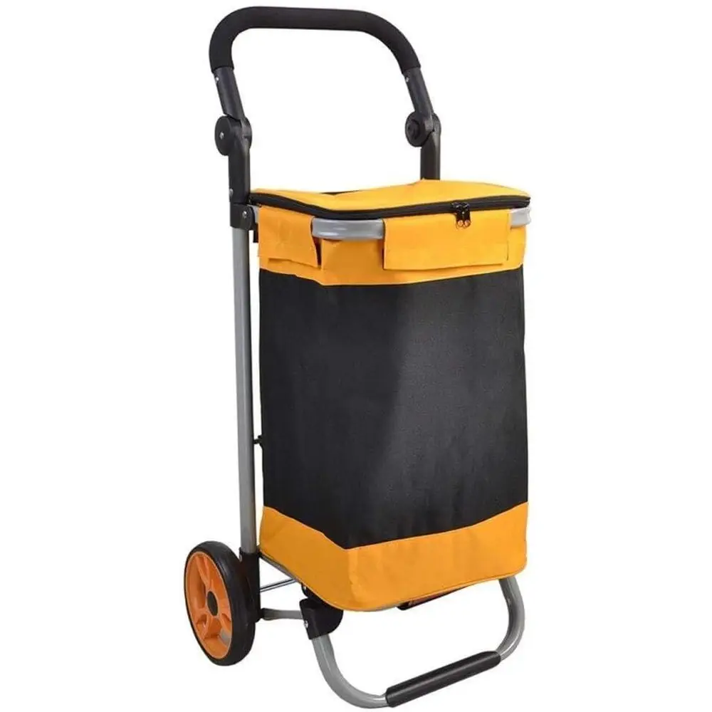 

Складная двухколесная тележка для покупок, портативная корзина для продуктов с регулируемой ручкой, водонепроницаемая ткань