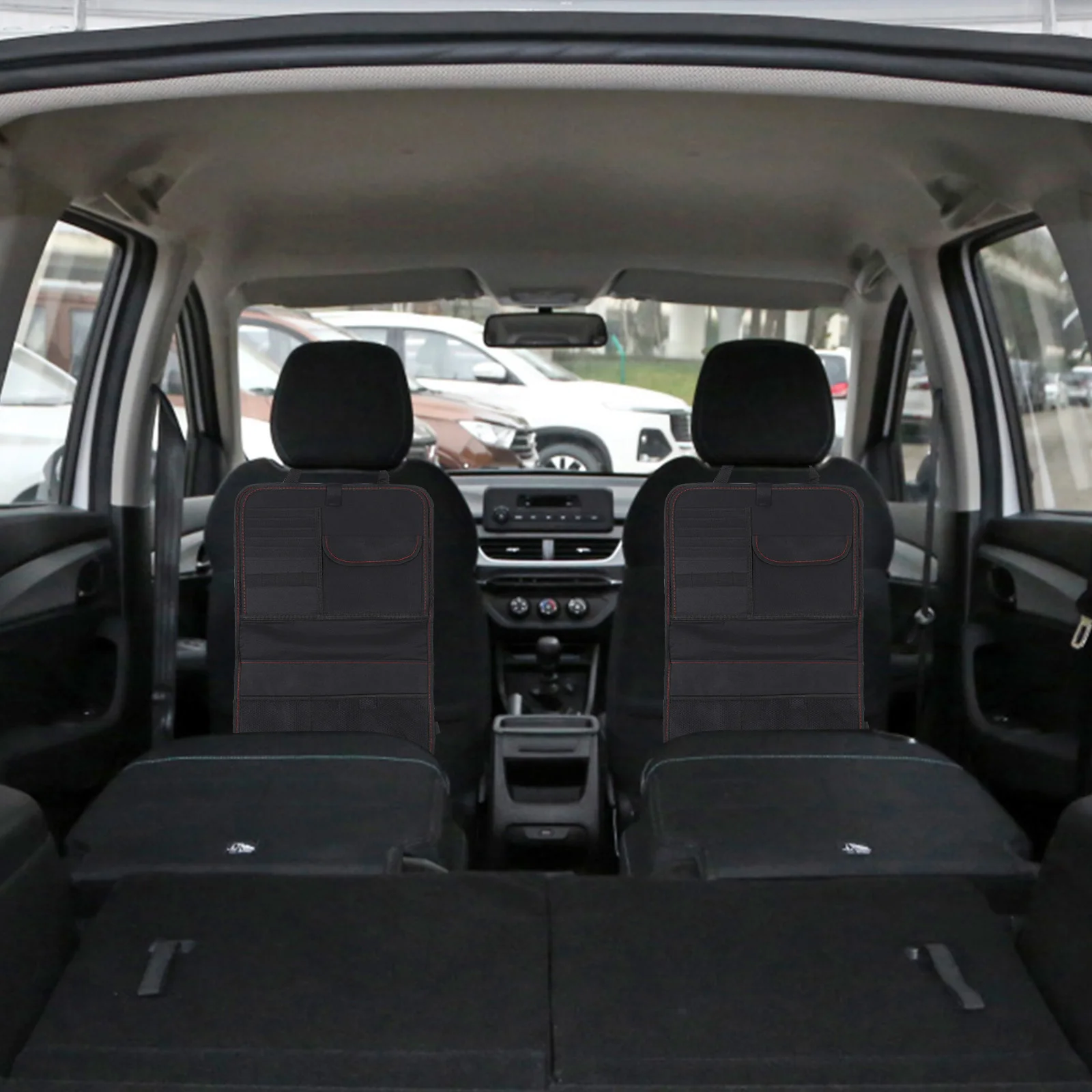 

Car Back Seat Storage Bag Oxford Fabric Durable Organizer Folding Table Dirt Protector Pockets For Phones Usb Earphones Car Seat