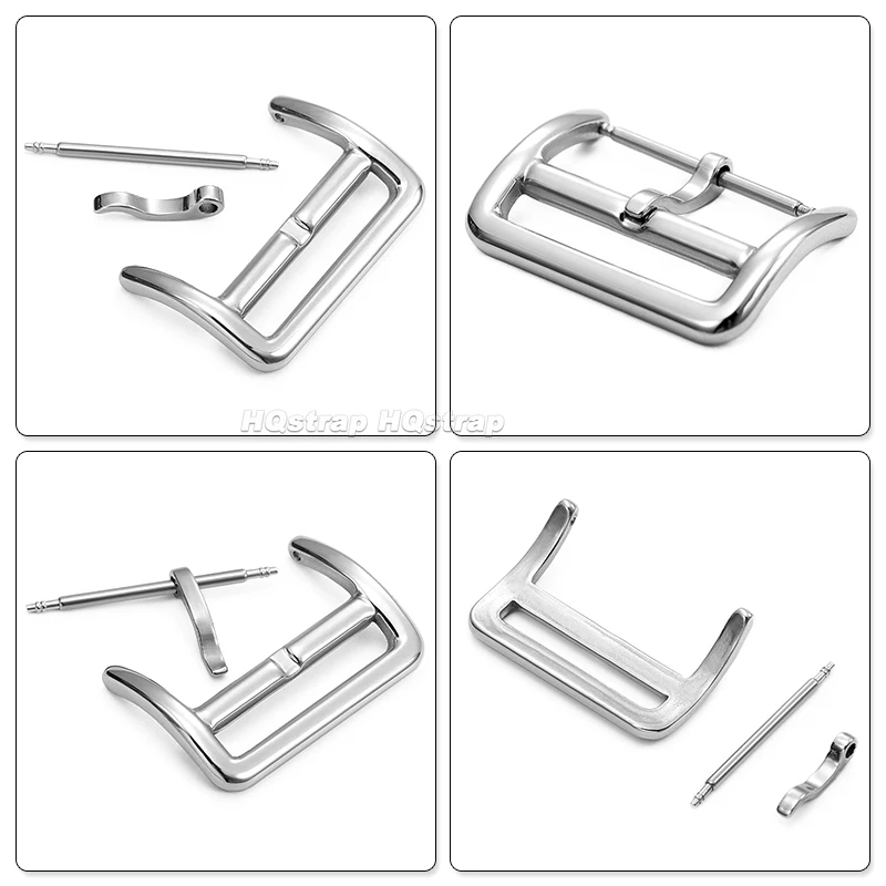 Stainless Steel Watch Buckle 12mm 14mm 16mm 17mm 18mm 20mm 22mm Metal Solid Square Clasp Polished Silver Rose Gold Black Button