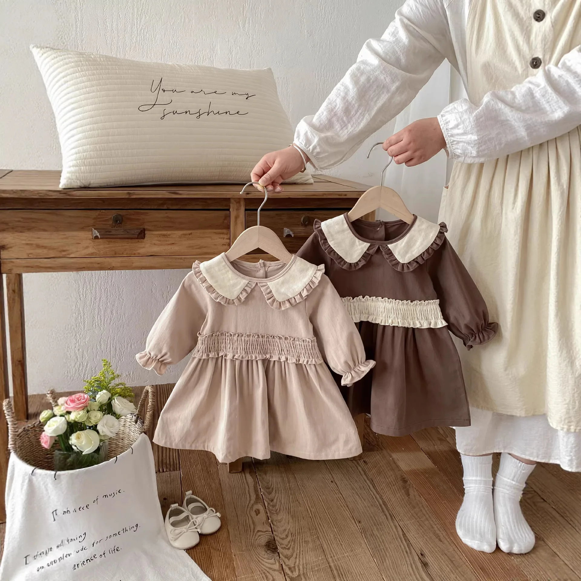 

Детская одежда, Вязаное платье для весны и осени, Новое осеннее платье для девочек, Стильная осенняя верхняя одежда с длинными рукавами