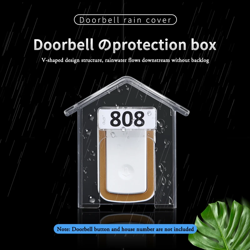 CACAZI Waterproof Cover For Wireless Doorbell Smart Door Bell Ring Chime Button Transparent Waterproof Home Waterproof Case