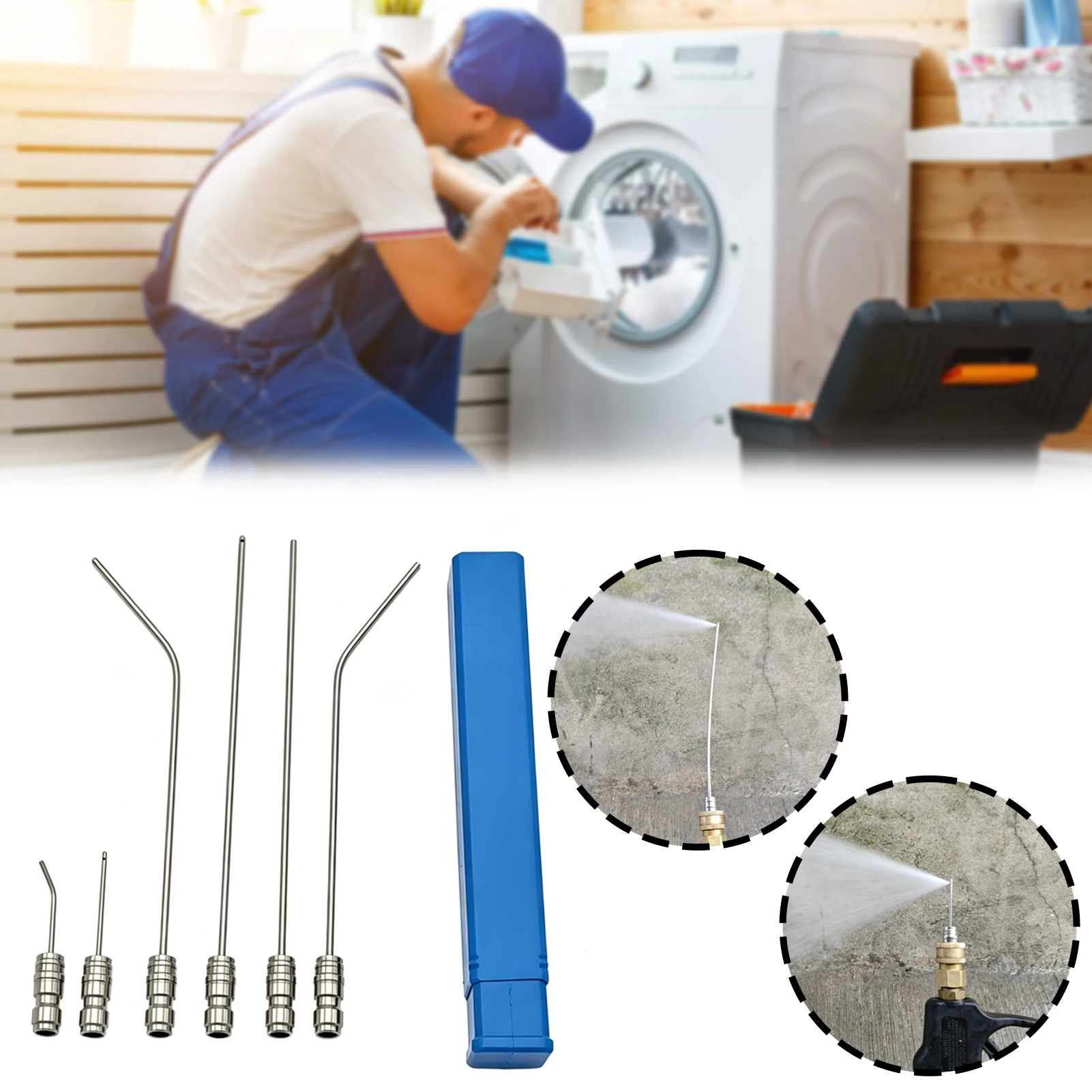 6pcs/Set High Pressure Washer Nozzle Kit,AC-Cleaning High Pressure Cleaning Needle Flush Wand Nozzle For Car Washing Machine