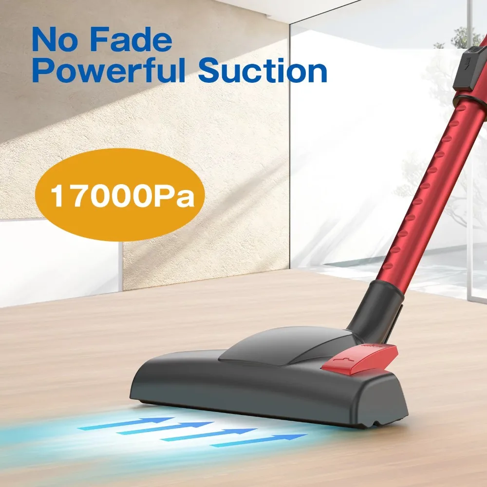 Corded Stick Vacuum Cleaner, 17KPA strong suction Lightweight Corded Vacuum for Hard Floor & Pet Hair, Rotatable Brush Head