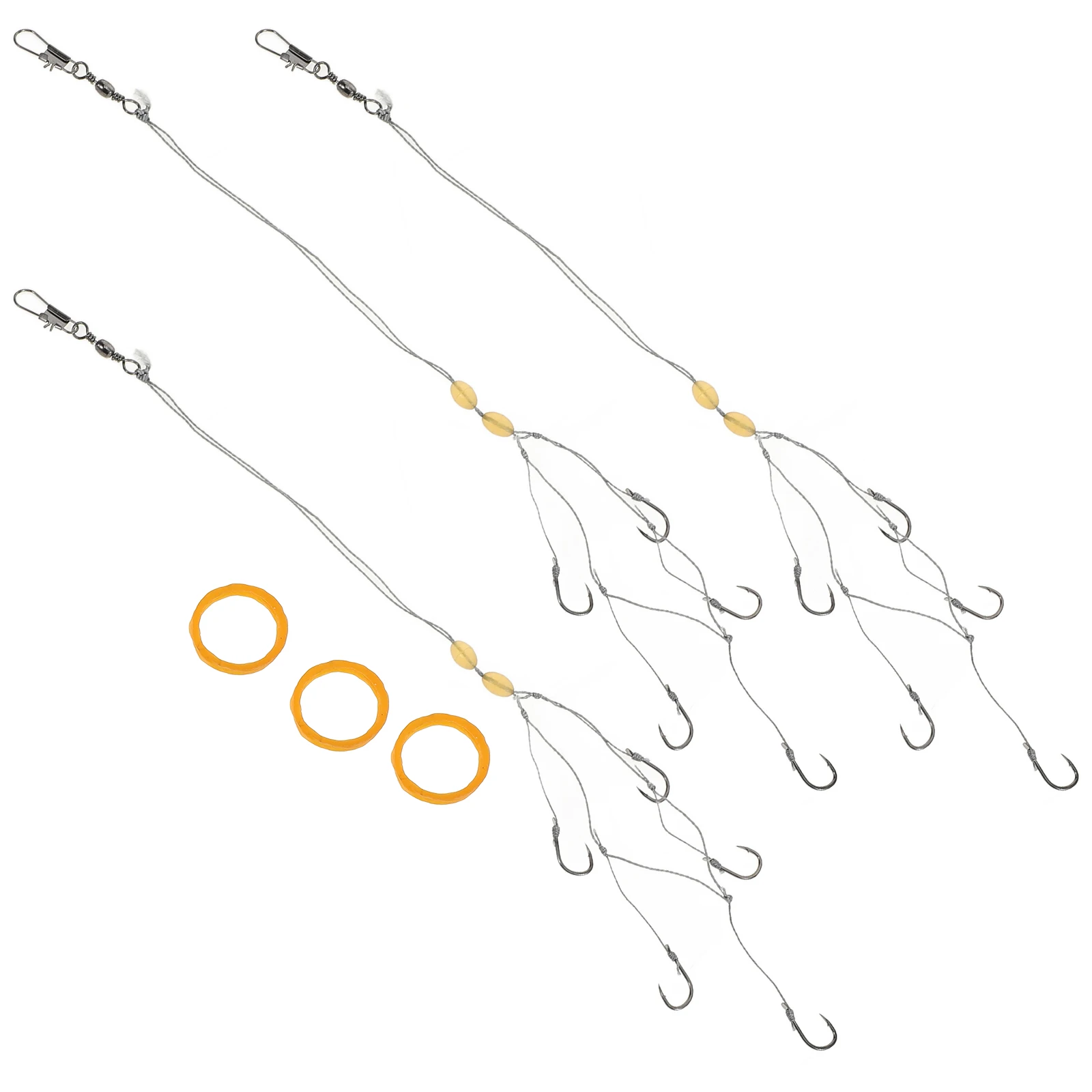 

3 Pcs Fishing Line String Hook Set Durable Iron Material Saltwater Freshwater Hooks Outdoor Bass Bait Portable Carp Fishing