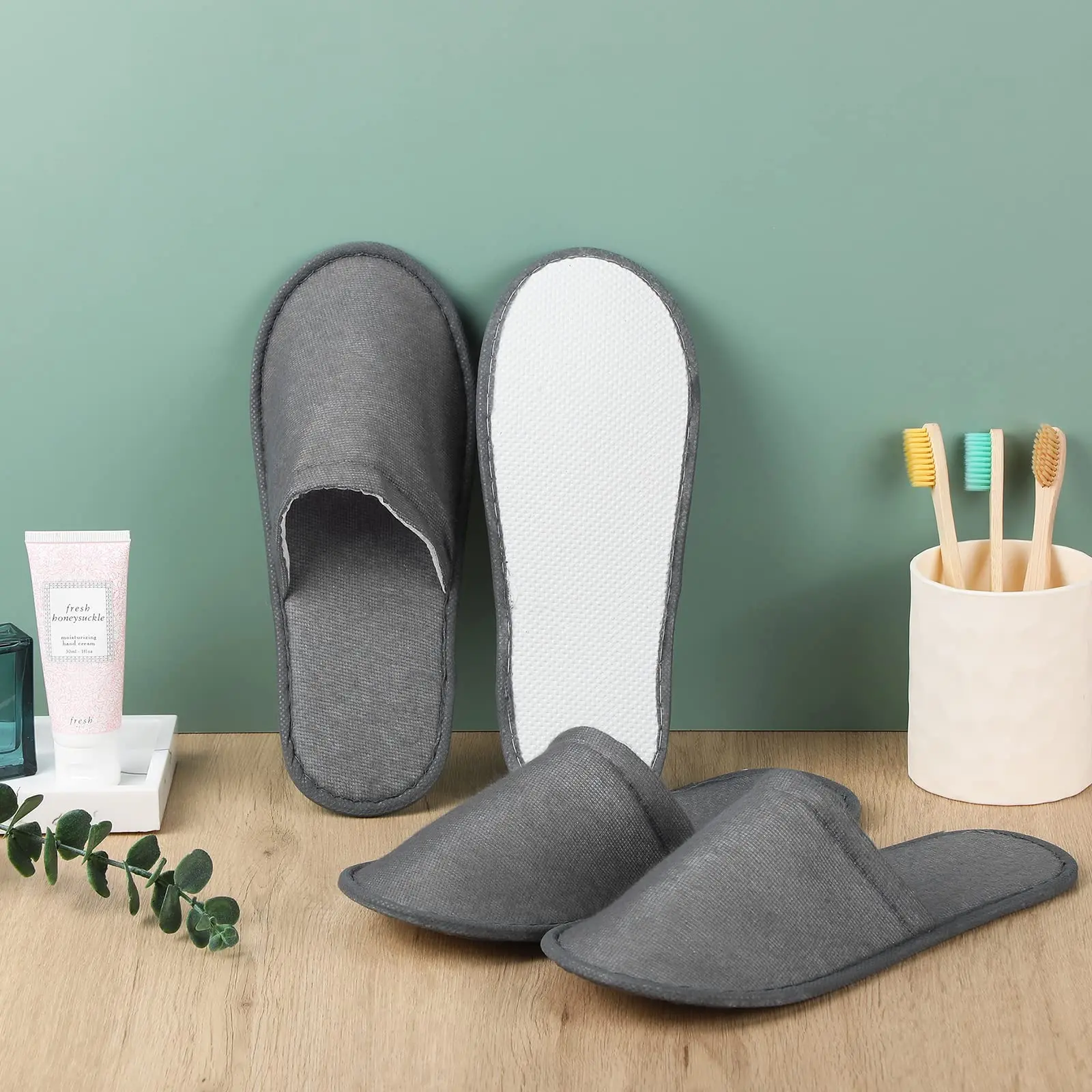 120-20Pairs Non-Slip Hotel Slippers Disposable Slipper Wedding Slipper Closed Toe Spa Slipper Household Bulk Slippers for Guests