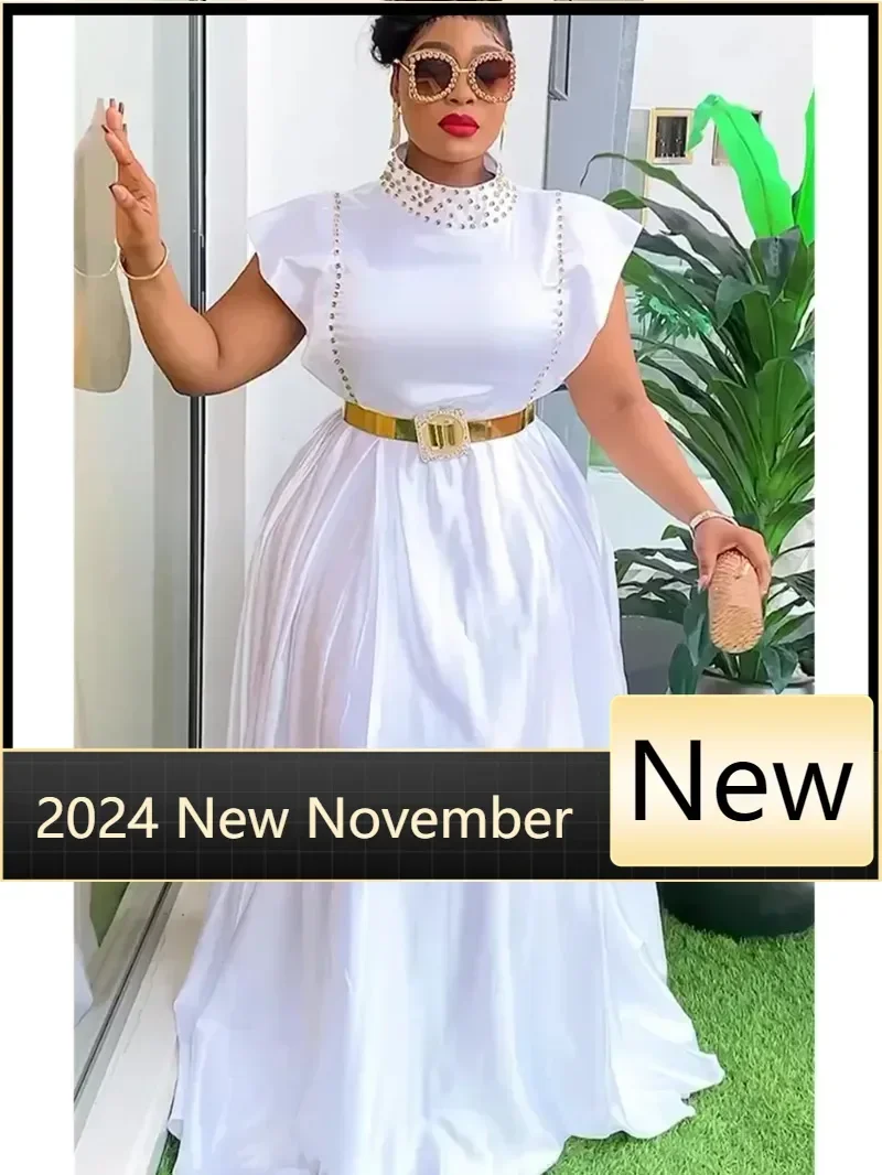 

Элегантные африканские платья по индивидуальному заказу для женщин, 2024, летняя мода, длинное платье без рукавов для свадебной вечеринки, вечернее платье больших размеров Ladi