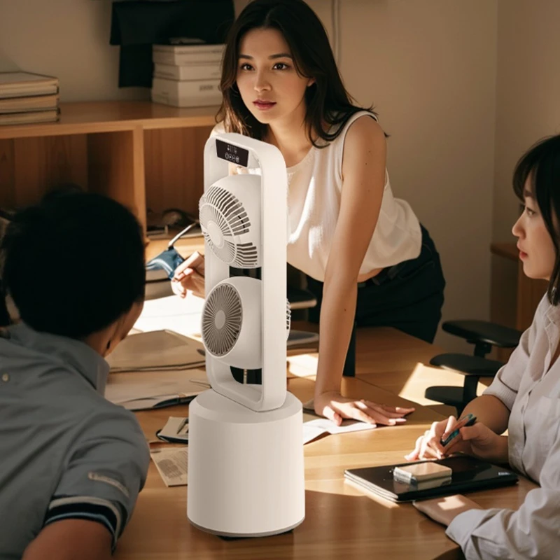 원격 90이 포함된 듀얼 헤드 공기 순환기 플로어 팬 °   조정 가능한 캠핑 팬 25dB 조용한 USB 충전식 스탠딩 팬 ‌   실용적인