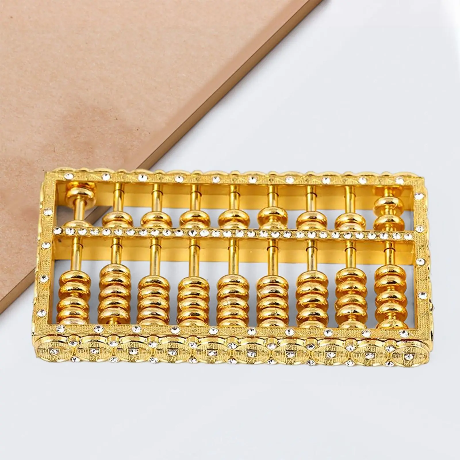 Alloy Abacus Decoration Counting Frame Craft Ancient China Maths Learning Educational Toy Desktop Ornament for Room Office Shelf