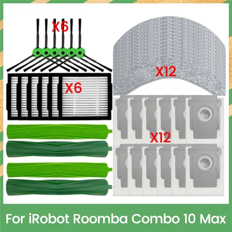 

ABZA-основная щетка, фильтр, тряпка для уборки, мешок для пыли для Irobot Roomba Combo 10 Max, запчасти для пылесоса, эффективные аксессуары для уборки